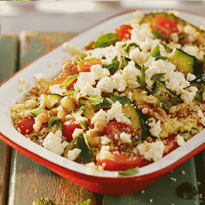Barbecued courgette and couscous